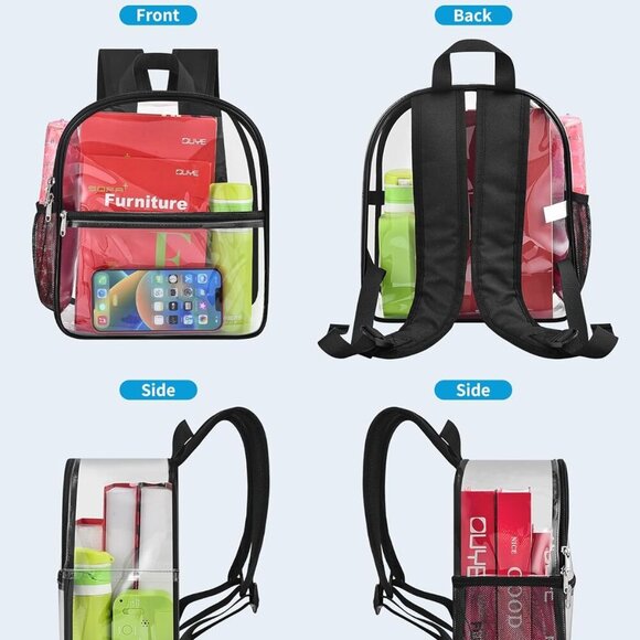 Clear Backpack Stadium Approved 12×12×6 with Reinforced and Wider Shoulder Strap - Picture 6 of 7